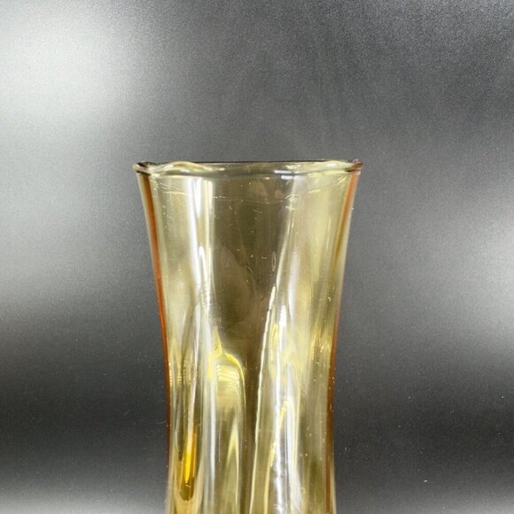 Vintage Venetian Amber Art Glass Vase With Made In Italy Sticker Footed Vase VTG - Picture 10 of 11